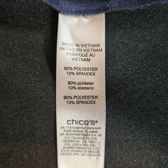 Chicos Suede Feel Blazer Jacket navy black lapel open front SZ12 - Picture 7 of 10